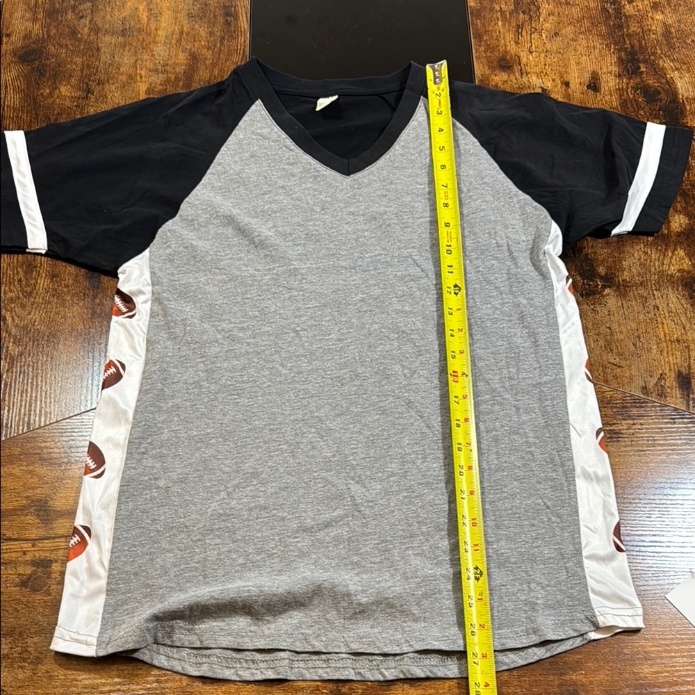 Gray and Black V-Neck Football Tee NWOT